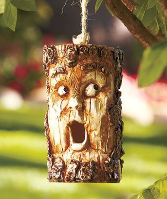 Unique Humorous Wood Look Character Birdhouse  