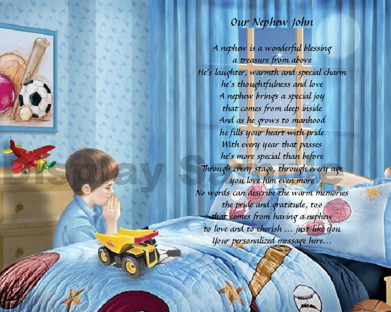   For Nephew Personalized Poem Birthday Or Christmas Gift Bedtime Prayer