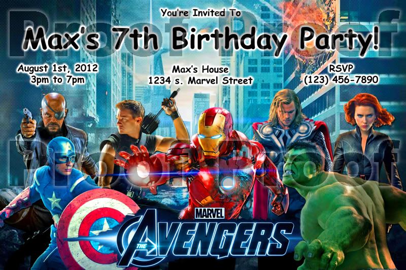 The Avengers Birthday Invitation  