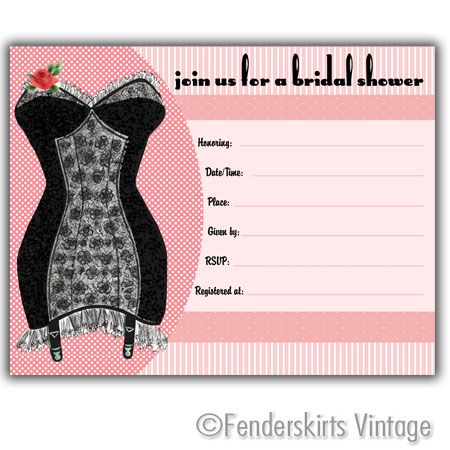 Vintage Retro Corset Bridal Wedding Shower Invitations  