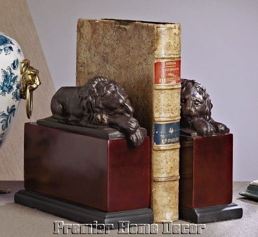 Tuscan Bronze St/2 Bookends Sleeping Lion Design  