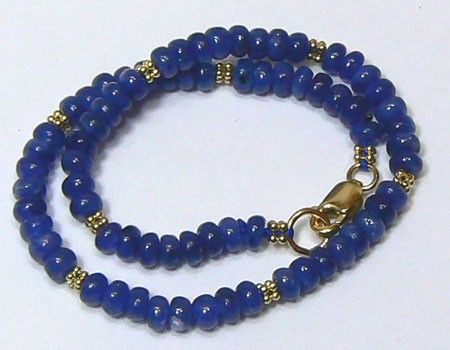 RARE GENUINE RICH BLUE NATURAL BURMESE SAPPHIRE RONDELLES 14K GOLD 