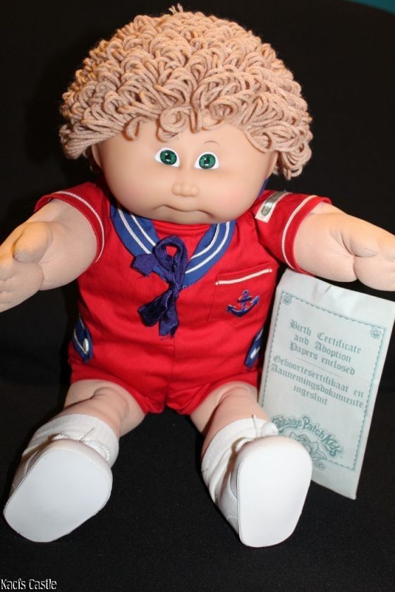 Cabbage Patch Kids Vintage HTF 1985 Tri Ang Pedigree Tan/Green #1 Boy 