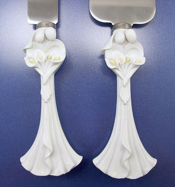 Bride & Groom Wedding Cake Knife & Server Set  