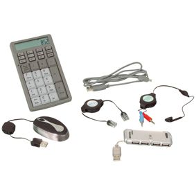   NOTEBOOK LAPTOP ACCESSORIES KIT MOUSE CALCULATOR USB HUB HEADPHONES