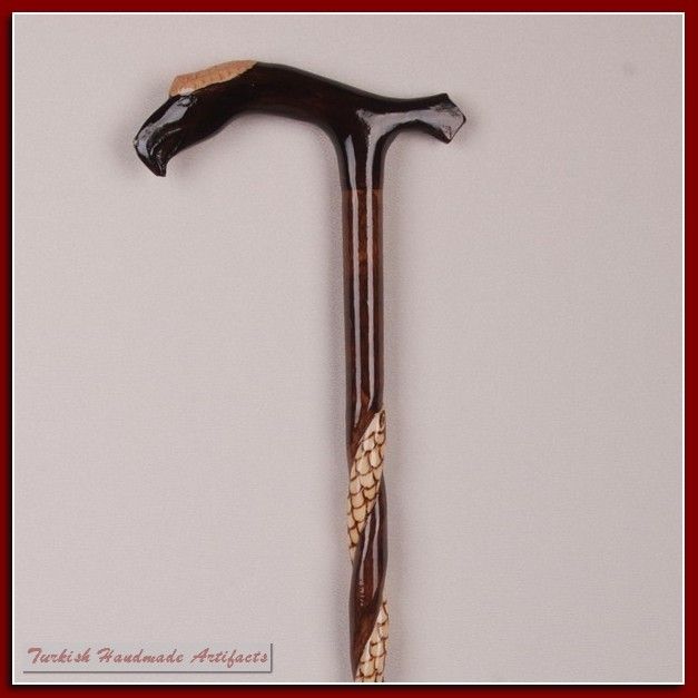 Hand Carved SNAKE Wooden Walking Stick Cane Canes ky565  