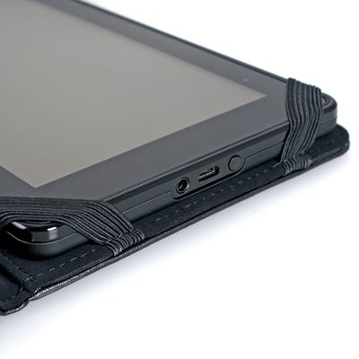 Black Leather Folio Flip Carry Cover Case Pouch for  Kindle Fire 