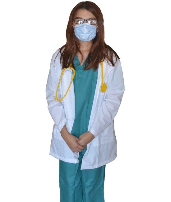 Kids Doctor Costume with REAL Scrubs, Lab Coat, Mask, and Stethoscope 