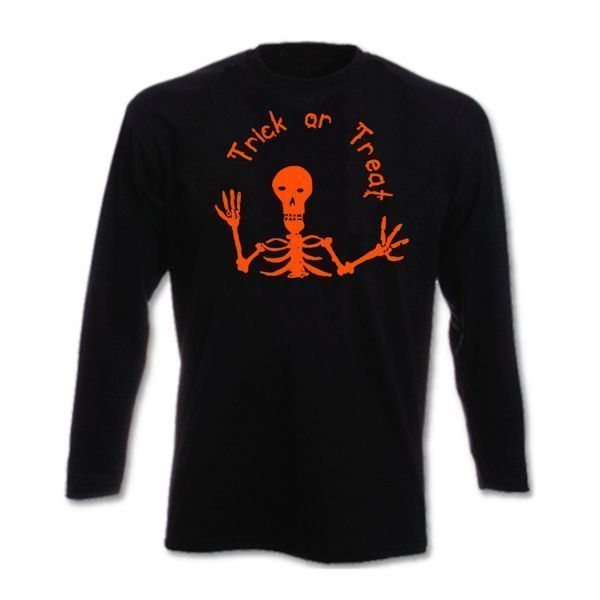 HALLOWEEN TRICK OR TREAT SKELETON CHILDS LONG SLEEVE T  