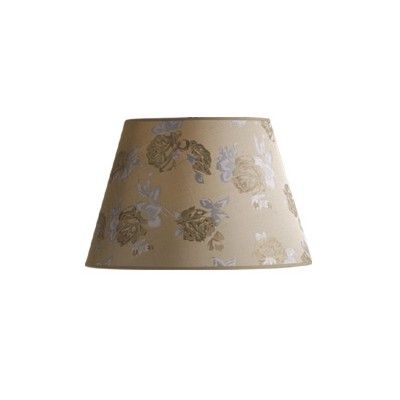   . Wide Floral Barrel Clip on Chandelier Shade, Warm Beige Silk Fabric