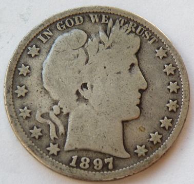 UNITED STATES 1897 HALF DOLLAR BARBER COIN  