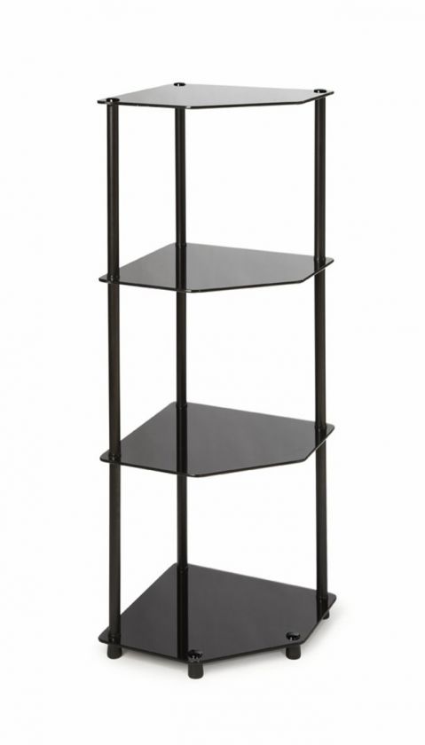 Midnight Classic Glass 4 Tier Corner Shelf (Black) 095285410088  