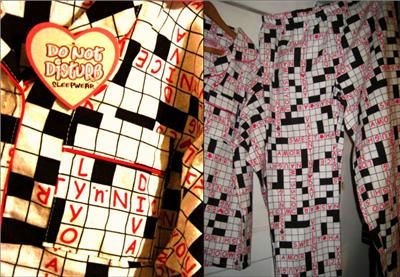 ladies cotton flannel crossword puzzle pajamas NEW S  