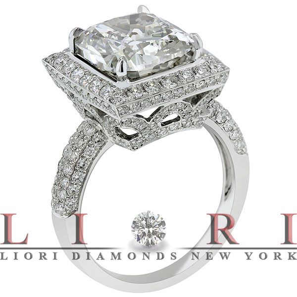 51 CARAT G SI3 CUSHION CUT VINTAGE STYLE DIAMOND ENGAGEMENT RING 18K 