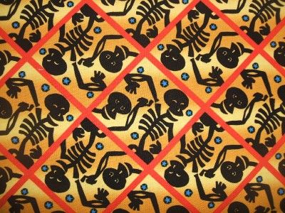 Free Spirit Day of the Dead Skeleton Halloween Fabric  