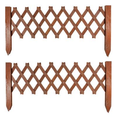 Extendable Garden 3 ft. Edging Fence Accents Hardwood Yard Lawn 