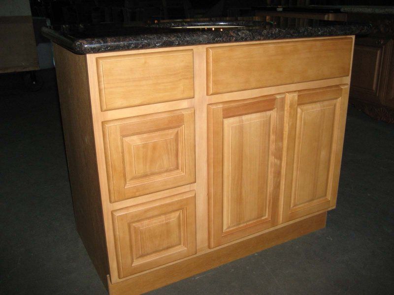 36 Natural Oak Bathroom Vanity Cabinet w/ L Drawers  