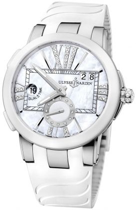 LADIES ULYSSE NARDIN EXECUTIVE DUAL TIME LADY WHITE DIAMONDS WATCH 243 