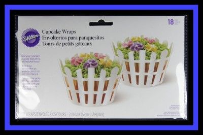 NEW Wilton ***WHITE PICKET FENCE CUPCAKE WRAPS ***18ct  