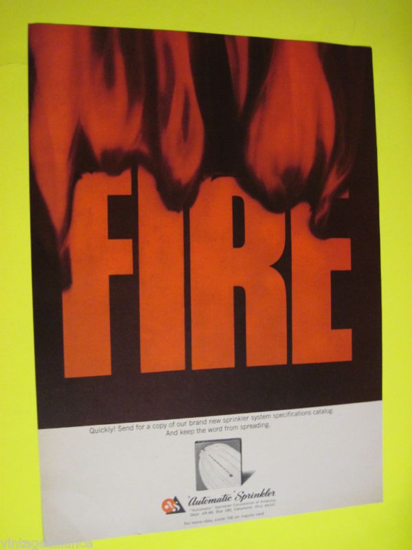 Fire Safety Automatic Sprinkler System Cleveland 60s Ad  