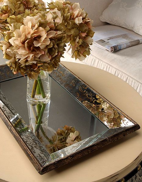 31499   Antique Look Frameless Wall Mirror / Tray 12  