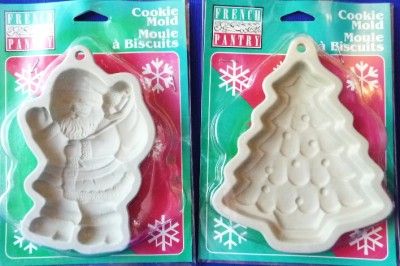 French Pantry Ceramic Unglazed COOKIE MOLD Christmas Tree XMAS Joyce 