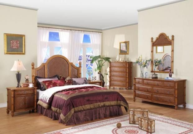 OYSTER BAY 4 PC. QUEEN BEDROOM SET WICKER RATTAN  