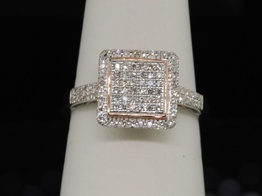 LADIES WHITE & ROSE GOLD DIAMOND PAVE ENGAGEMENT RING  