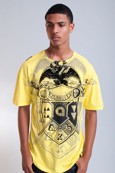   AKADEMIKS HIP HOP COA YELLOW VELVET GRAPHIC TEE T SHIRT SIZE XL  