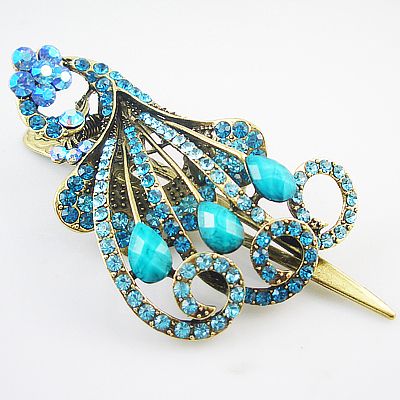 Turquoise Peacock Vintage fashion hair clip claw HC46A  