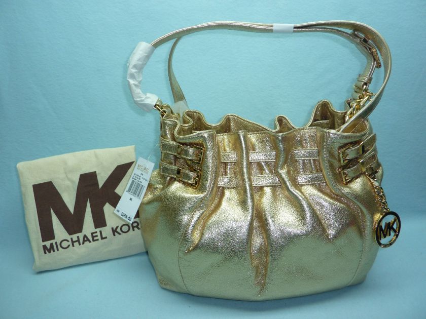 NWT MICHAEL KORS GOLD EDIE SHOULDER HOBO HANDBAG BAG  