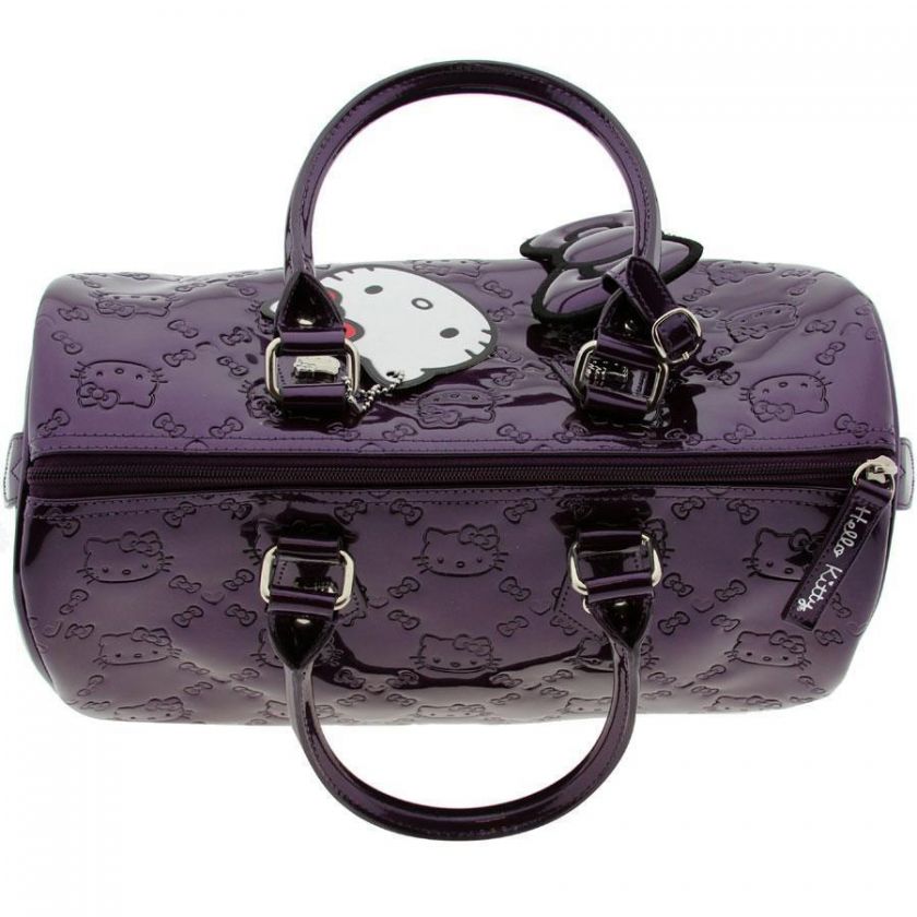 NEW HELLO KITTY CITY BAG SATCHEL HANDBAG PURPLE EMBOSSED PATENT BY 