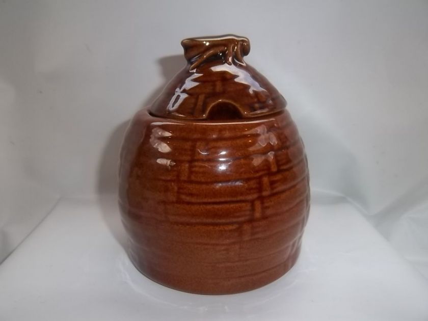 FRANKOMA Brown Glaze Honey Pot Jar Beehive with Lid  