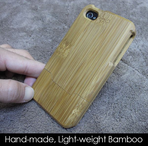 Genuine Bamboo Wood Hand Carved Case Cover for iPhone 4  