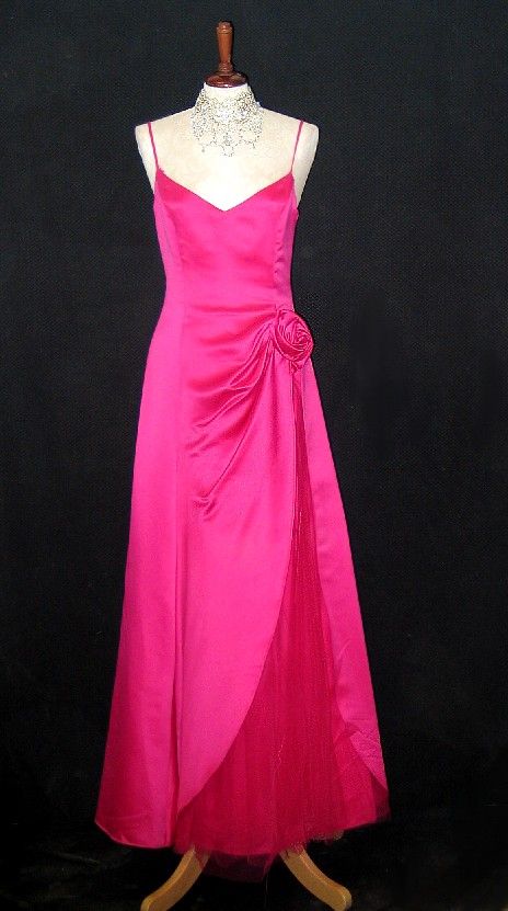 NWT Jessica McClintock Fuchsia Rose Satin Tulle Dress Gown Size 12 