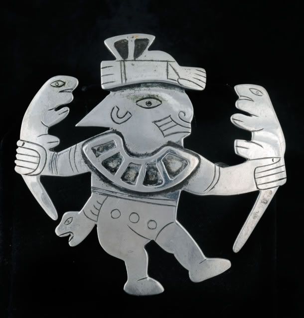 BIG GRAZIELLA LAFFI PERU SILVER FIGURAL PIN/BROOCH  