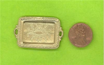 Dollhouse Miniature Ornate Platter in Gold Color  