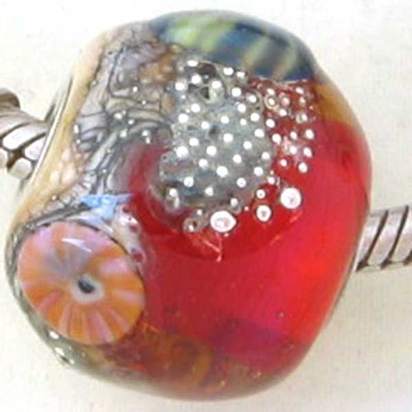 DFJ Lampwork Bead European Charm * Hot Pink Sea* Big Hole All Chain 