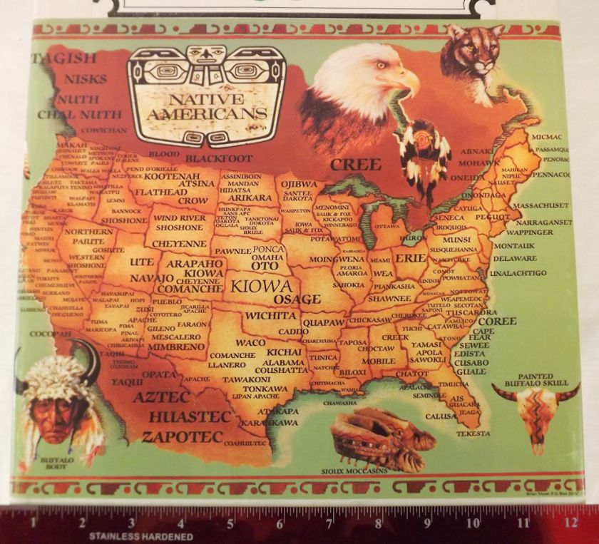 New Native American Tribes & Region Map United States Tribal Poster 13 