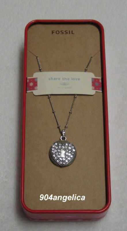 Fossil Brand Share the Love Heart Coin Necklace NIB  