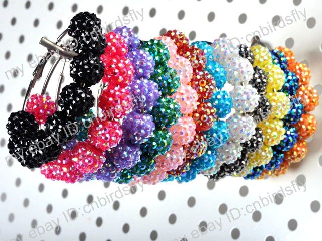 HOT Fashion basketball wives Earring Diamond beads Balls AB Hoop 