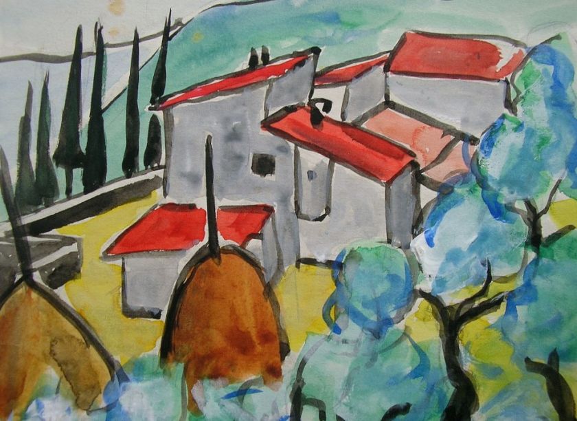 PAINTING SIMONE FONFREIDE FAUVIST LANDSCAPE TOSCANY 32  