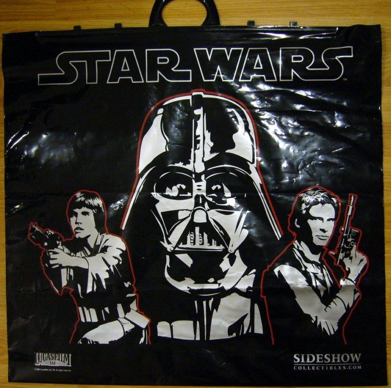 STAR WARS SIDESHOW SDCC BIG PLASTIC BAG DARTH VADER HAN  