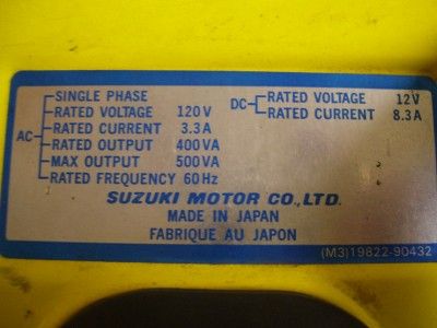 Suzuki SE 500A Portable Generator starts easy runs super  