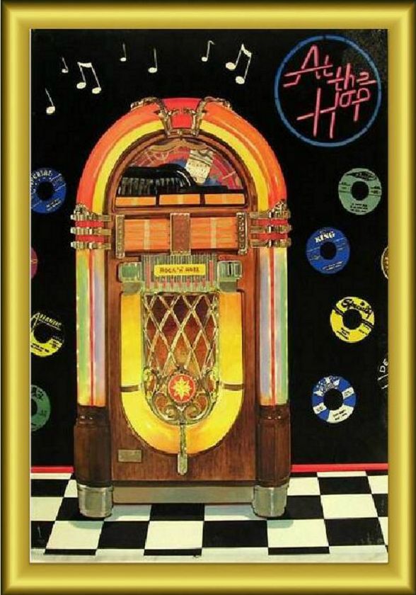 MAGNET Vintage Juke Box Art Fifties Records At The Hop  