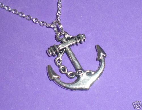 NauTiCaL SiLVeR ToNe aNCHoR NeCKLaCe RoCKaBiLLY SaiLoR  