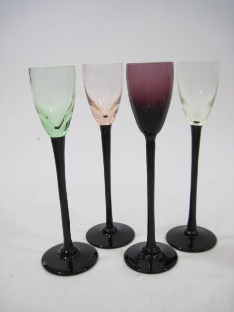 LOT 4 DESIGNER Glass Long Stem Shot Glasses Set  