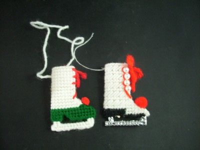 Ice Skate Handmade With Plastic Canvas Yarn ORNAMENTS  