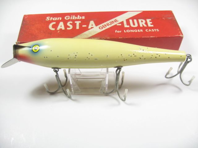 VINTAGE STAN GIBBS SALTWATER WOOD STRIPER SURF FISHING LURE  