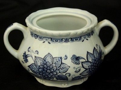 Blue Butterfly Adams sugar Bowl no Lid Flow Ironstone Flowers  